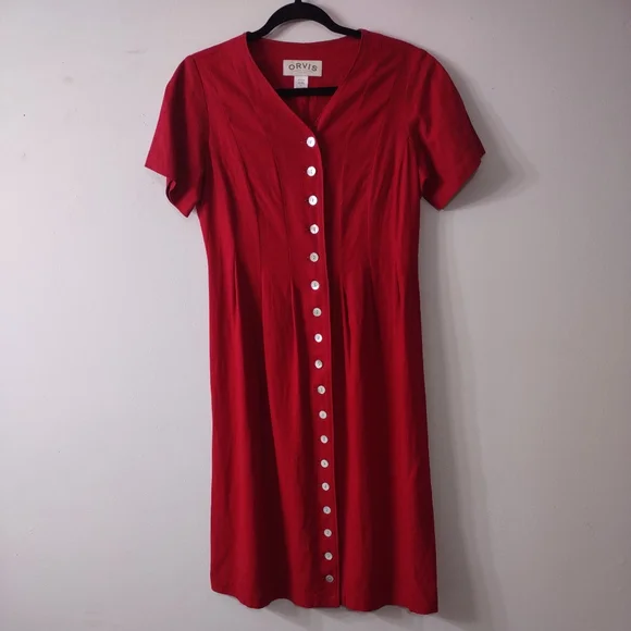 Orvis | Dresses | Vintage Orvis Red Linen Blend Midi Dress Size 4p |  Poshmark